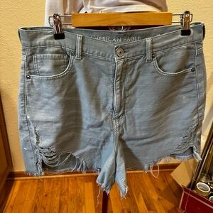 American Eagle Outfitters Blue Distressed Jean Shorts